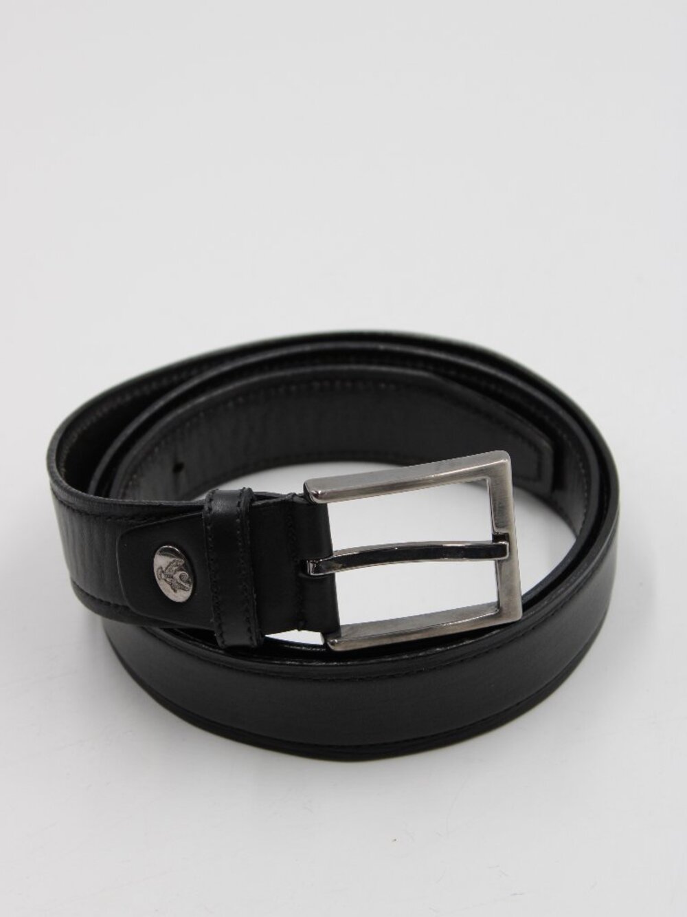 Proartimar Natural Leather Belt Black Size 36 Silver Buckle 1.25" W Dress Work